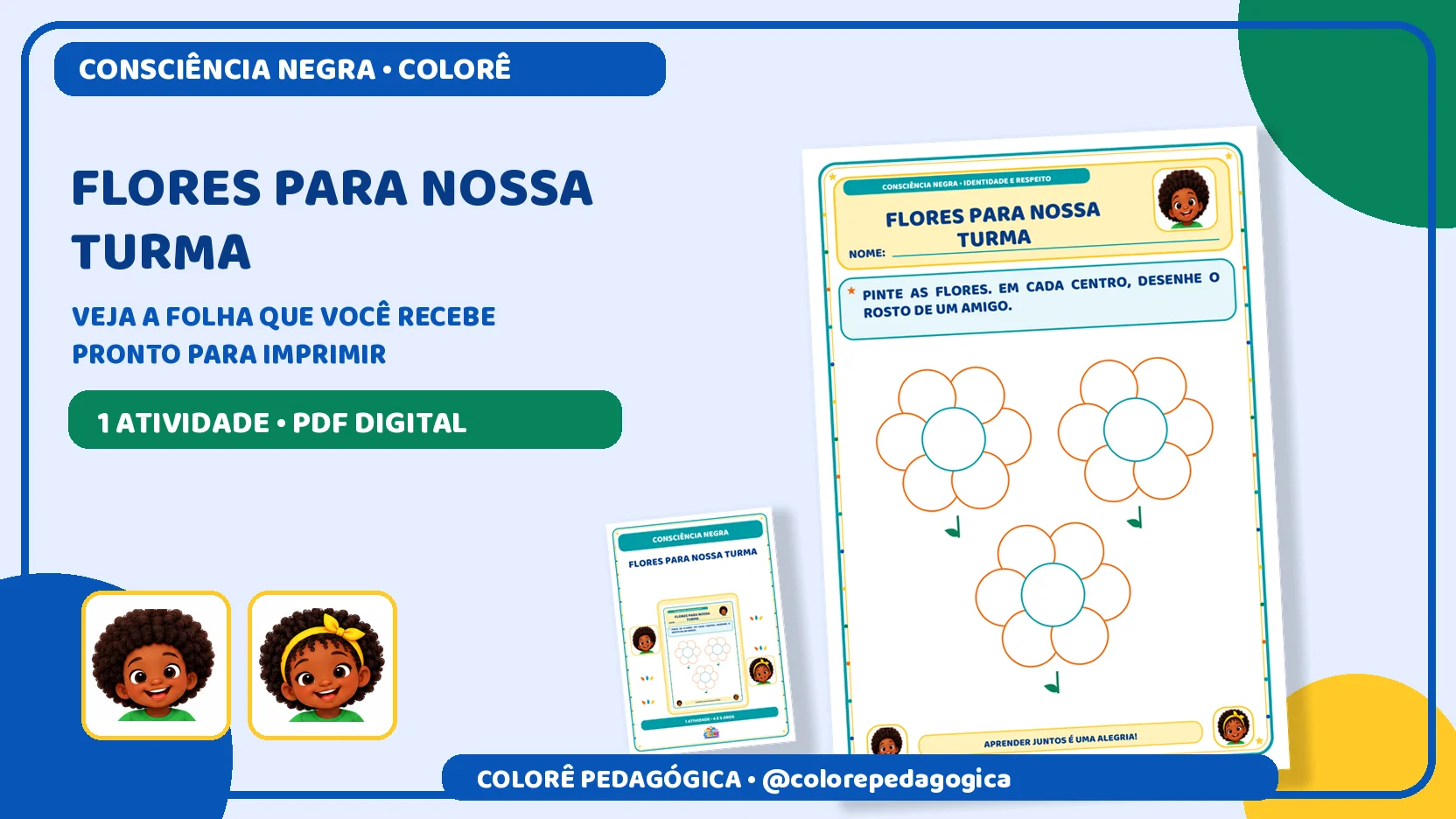Flores para nossa turma | Consciência Negra — Datas comemorativas para Educação Infantil: Três flores para pintar e…