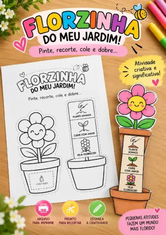 Florzinha do Meu Jardim: Atividade de Primavera para Montar e Colorir — amostra 3: Uma atividade criativa e encantadora em…