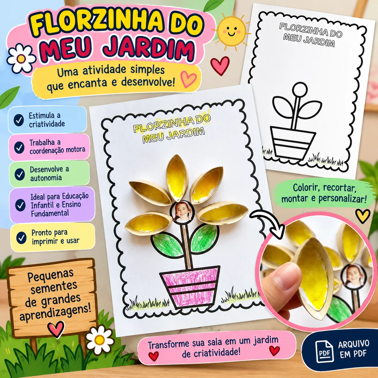 FLORZINHA DO MEU JARDIM — UMA ATIVIDADE CRIATIVA E ENCANTADORA! — capa do material