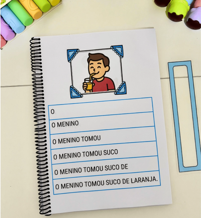 Fluência leitora: apostila com 100 frases e régua de apoio — amostra 1: Fluência leitora com frases curtas e simples