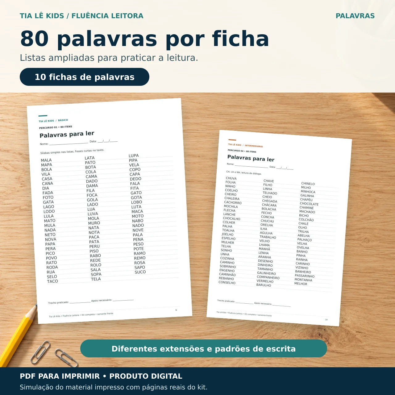 Fluência Leitora — Kit Completo | 3 Níveis e 10 Percursos — amostra 2: TUDO O QUE VOCÊ RECEBE