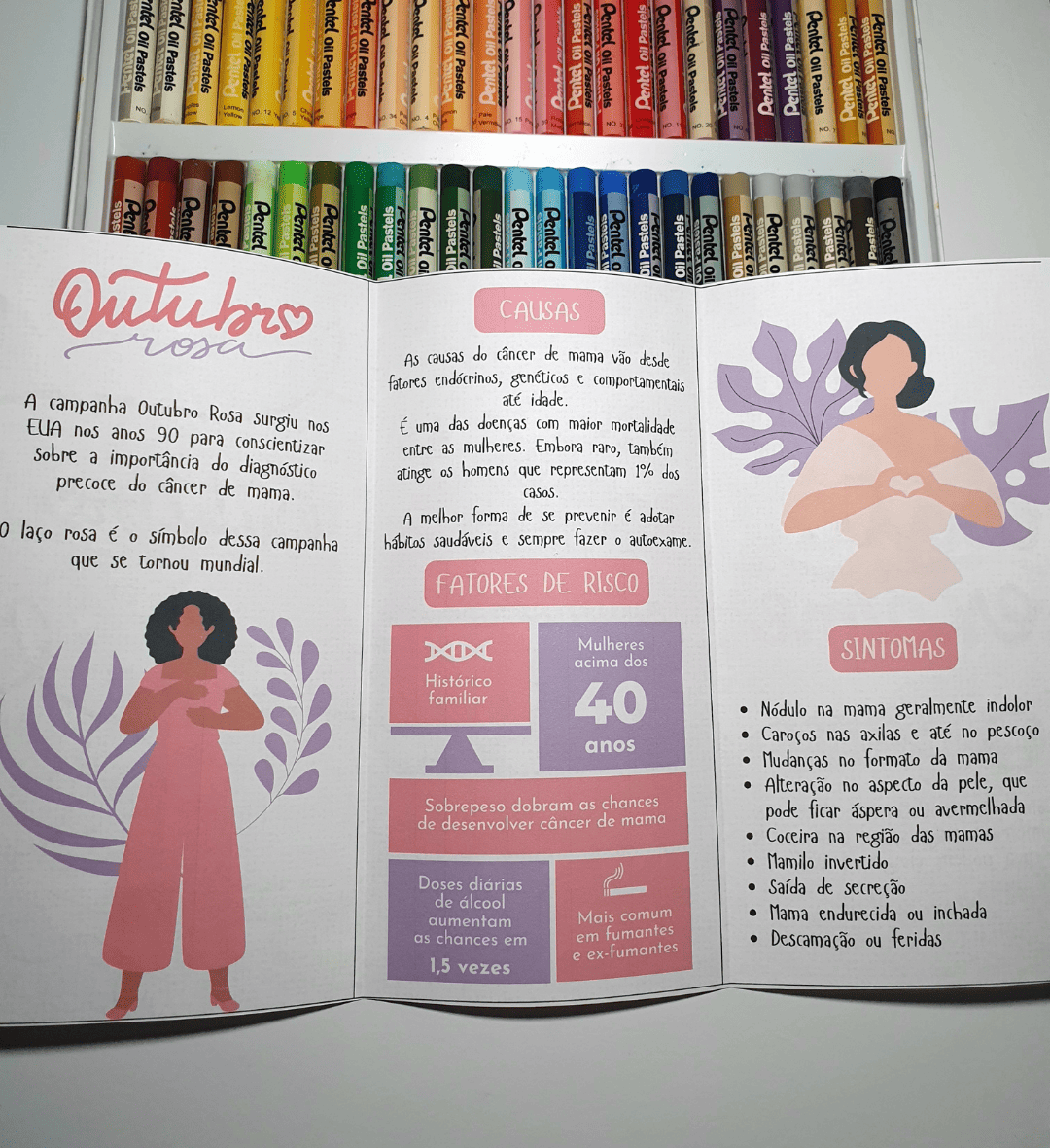Flyer Outubro Rosa em PDF para Imprimir com Brindes — amostra 1: Flyer Outubro Rosa para ações de conscientização