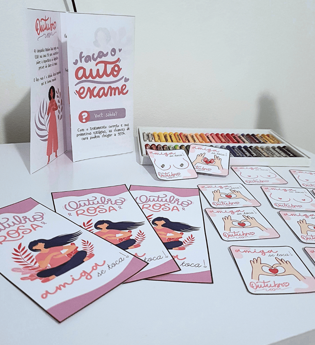 Flyer Outubro Rosa em PDF para Imprimir com Brindes — amostra 6: Leve a conscientização sobre o câncer de mama ao ambiente…