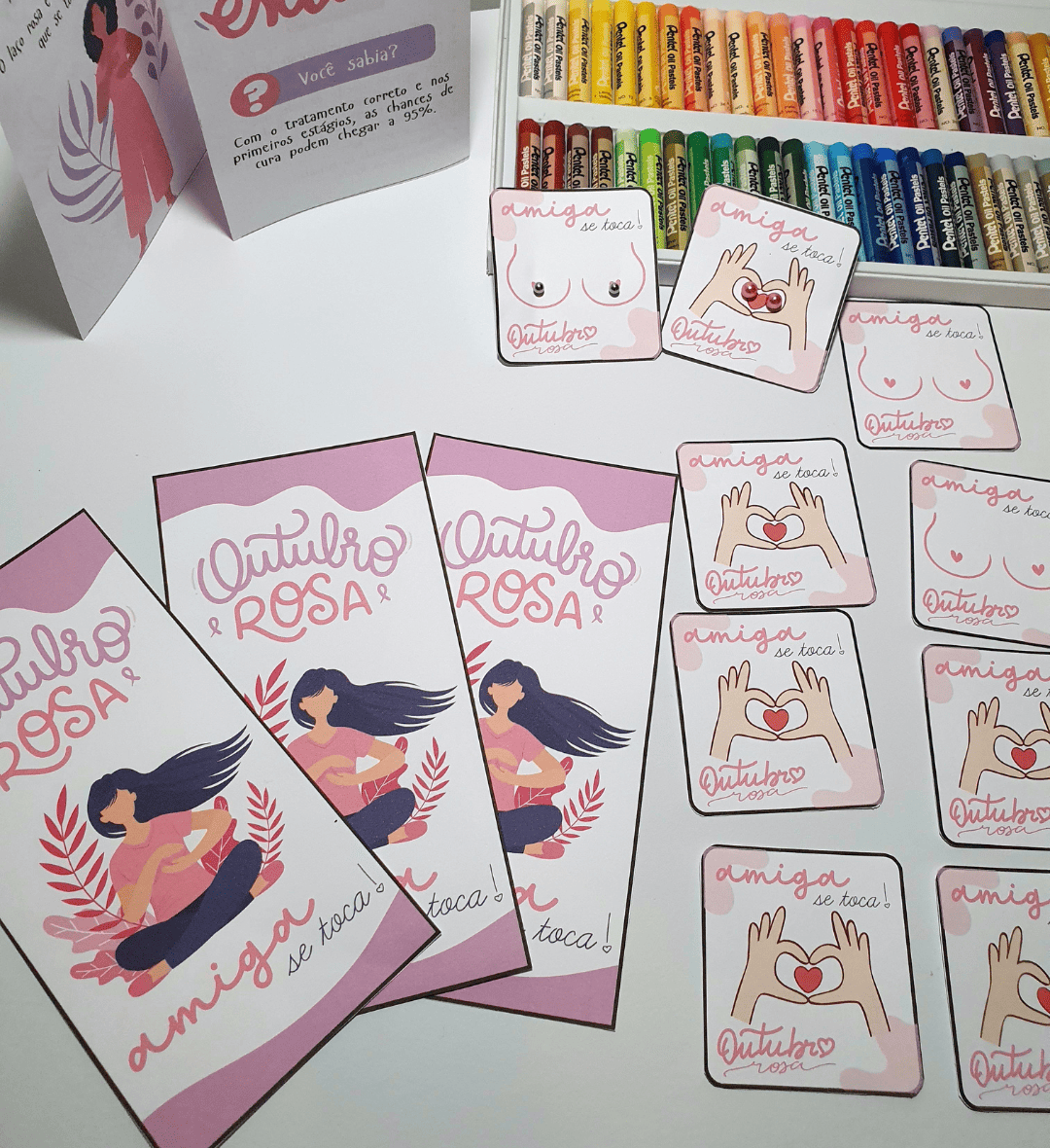 Flyer Outubro Rosa em PDF para Imprimir com Brindes — amostra 7: Leve a conscientização sobre o câncer de mama ao ambiente…