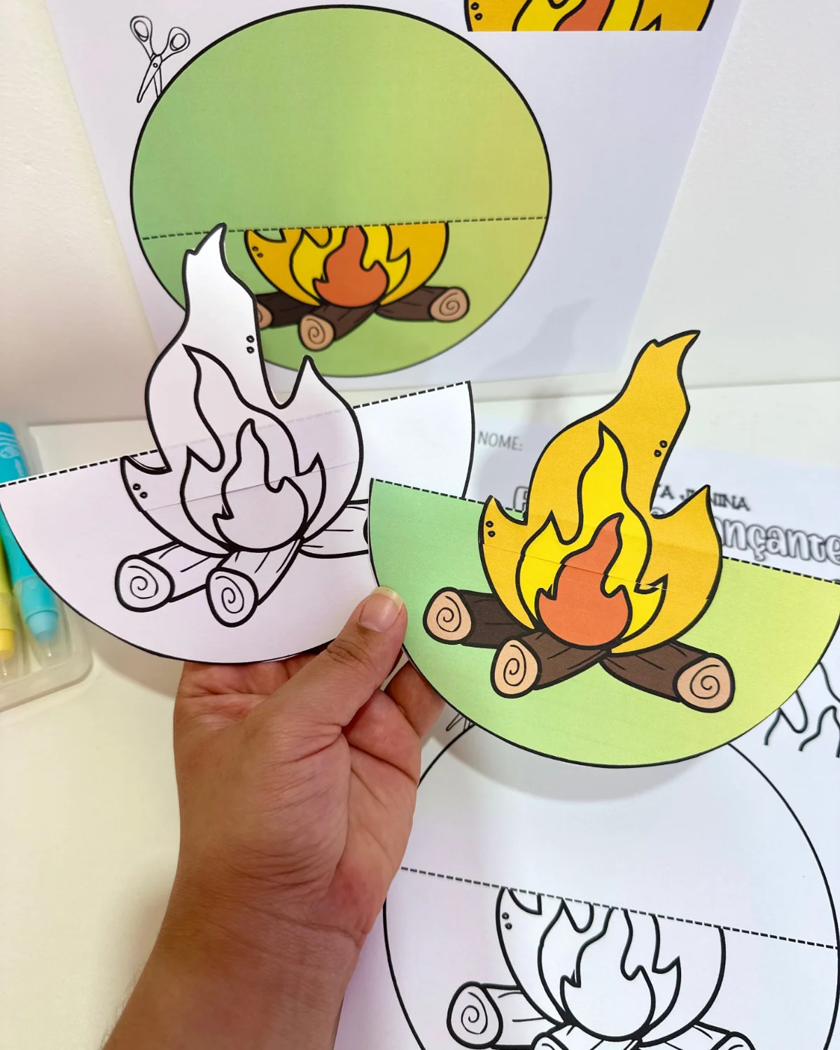 Fogueira Dançante – Festa Junina – PDF para Imprimir — amostra 1: O que vem no material