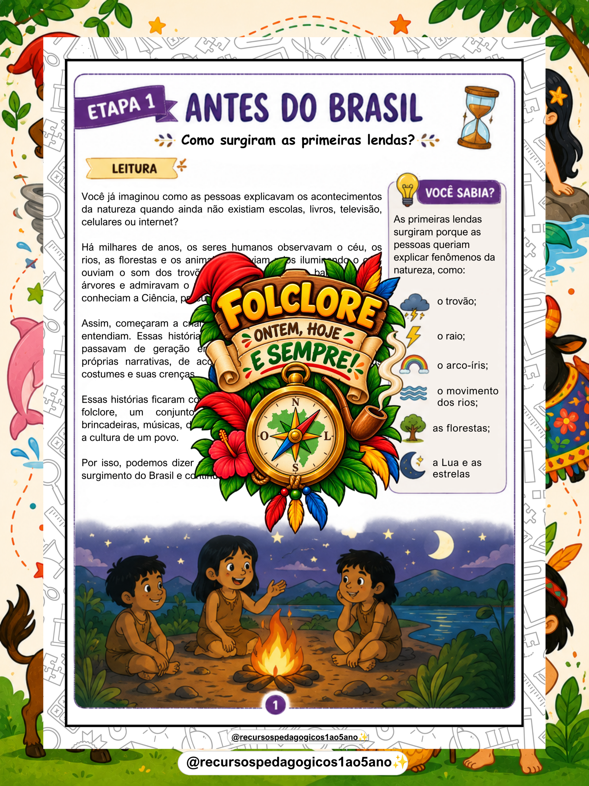 Folclore – Viagem pelo Tempo + Brinde Mini cenário – PDF para Imprimir | Anos Iniciais — amostra 1: O que vem no material Folclore – Viagem pelo Tempo + Brinde Mini cenário – PDF para Imprimir | Anos Iniciais — amostra 1: O que vem no material