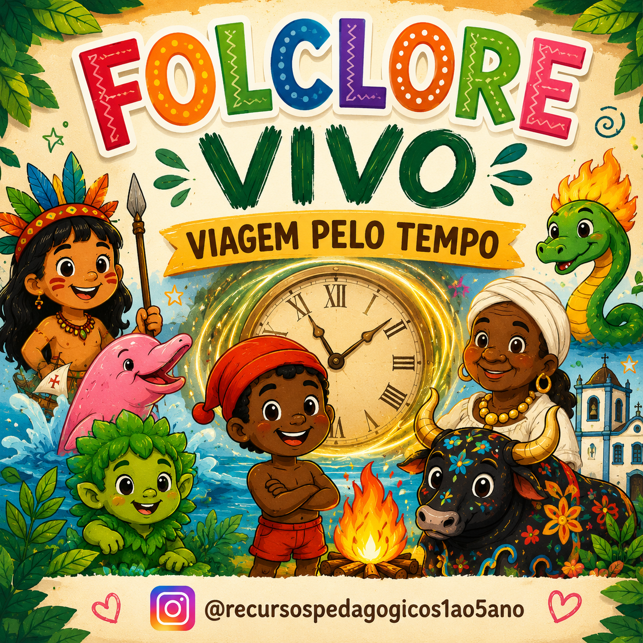 Folclore – Viagem pelo Tempo + Brinde Mini cenário – PDF para Imprimir | Anos Iniciais — Alfabetização para 3º ano:…