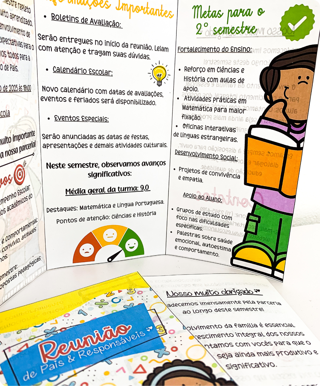 Folder de reunião de pais para imprimir — amostra 2: Como preparar e usar na reunião