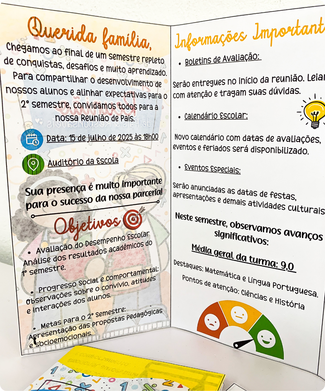 Folder de reunião de pais para imprimir — amostra 5: Prepare o encontro com as famílias com um folder editável para imprimir