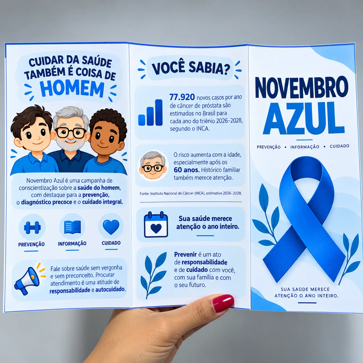 Folder Informativo Novembro Azul: Prevenção, informação e cuidado — amostra 3: Recurso educativo para a campanha Novembro…