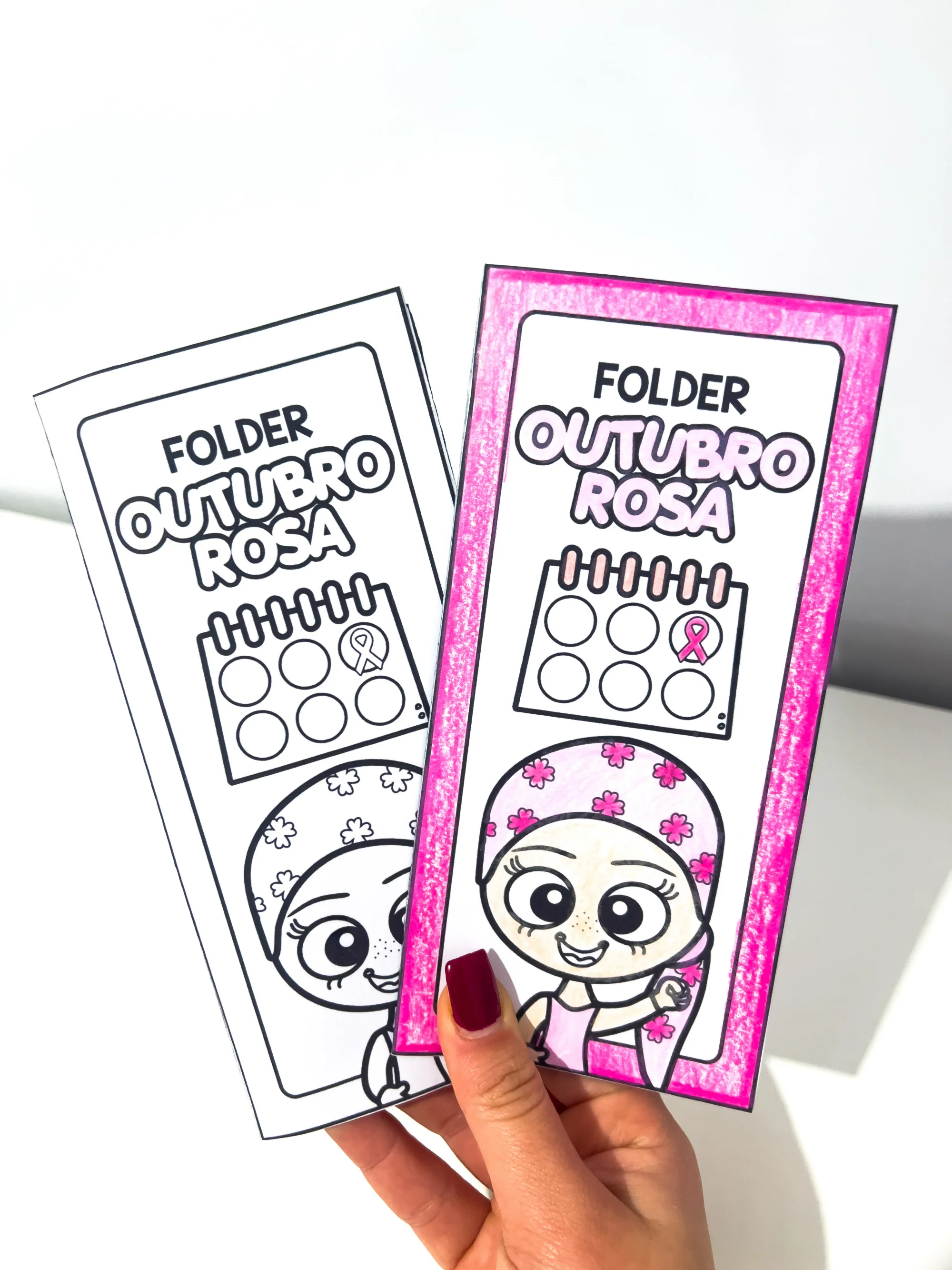 Folder Outubro Rosa Infantil – Informativo e para Colorir — capa do material