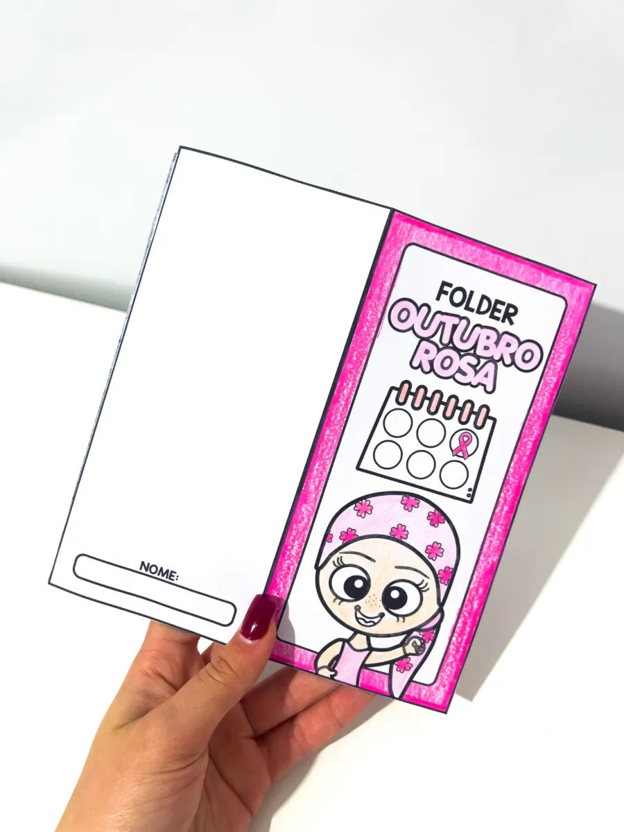 Folder Outubro Rosa Infantil – Informativo e para Colorir — amostra 5: Com informações acessíveis, ilustrações para colorir…