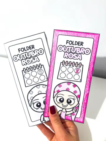Folder Outubro Rosa Infantil – Informativo e para Colorir — capa do material