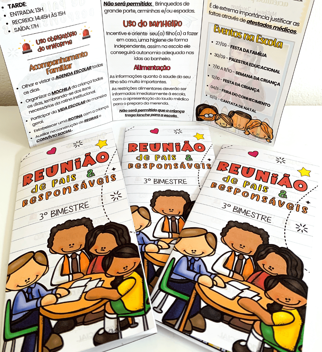 Folder para reunião de pais editável no Canva — Planners e organização para Educação Infantil: Personalize as informações…
