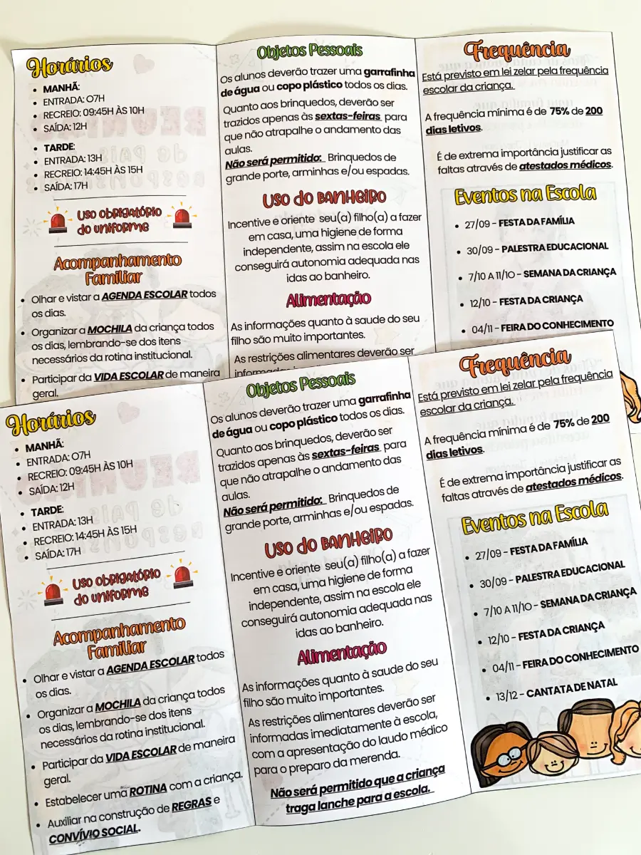 Folder Reunião de Pais e Responsáveis Escolar — Outros para Todas as séries: Folder editável para reunião de pais, com…