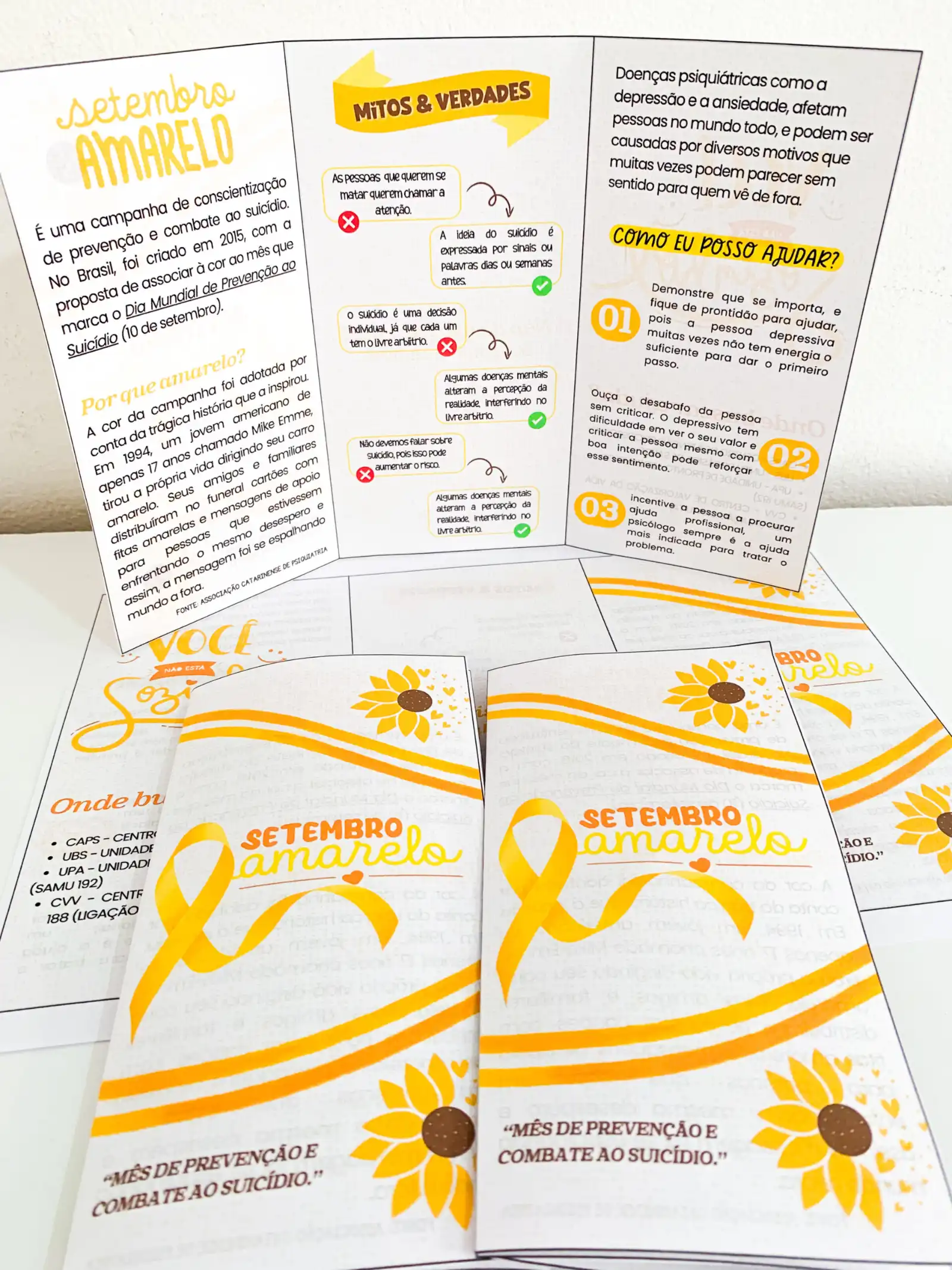 Folder Setembro Amarelo - Campanha de Conscientização — Atividades para Todas as séries: Leve conscientização e informação…