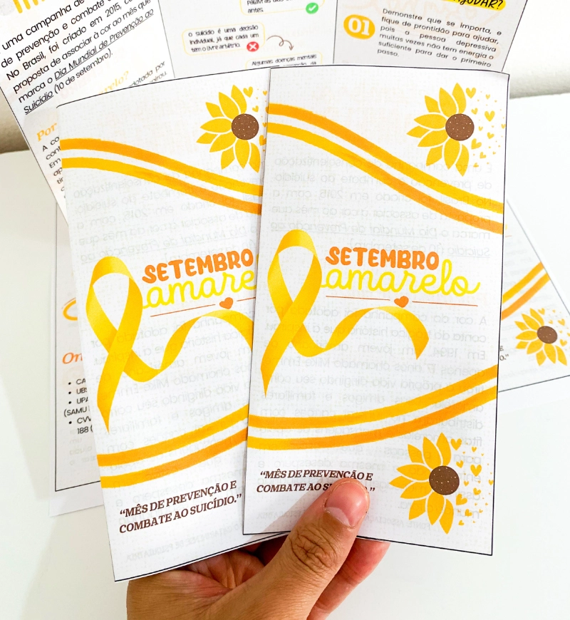 Folder Setembro Amarelo em PDF para Ações Educativas — amostra 1: Folder Setembro Amarelo: informação para valorizar a vida