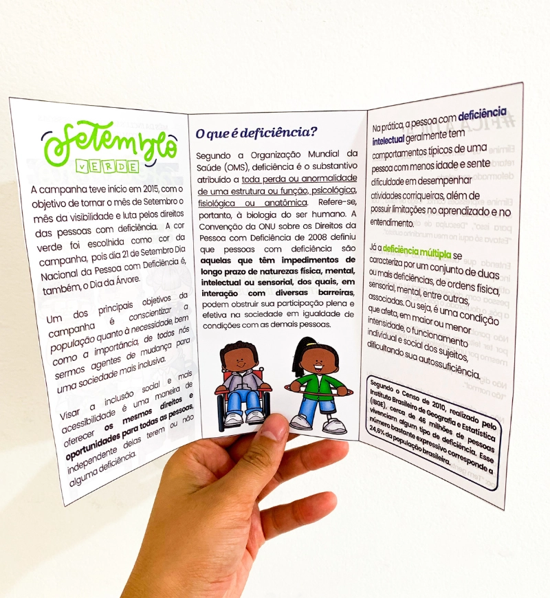 Folder Setembro Verde: Conscientização sobre Inclusão — amostra 1: Folder Setembro Verde para trabalhar a inclusão