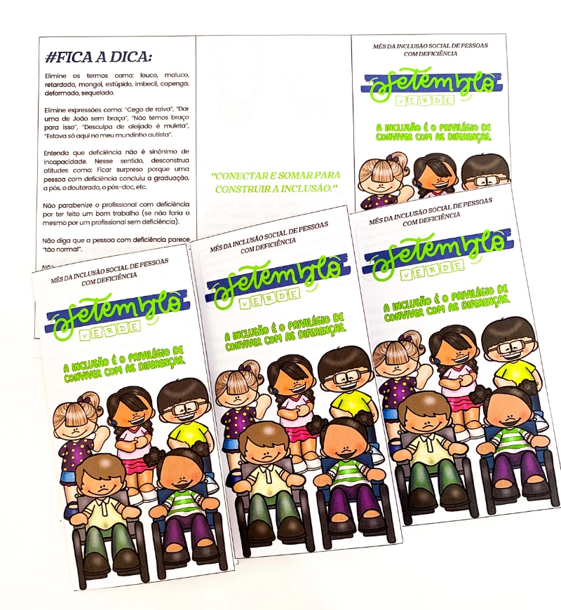 Folder Setembro Verde: Conscientização sobre Inclusão — amostra 2: O que vem no material