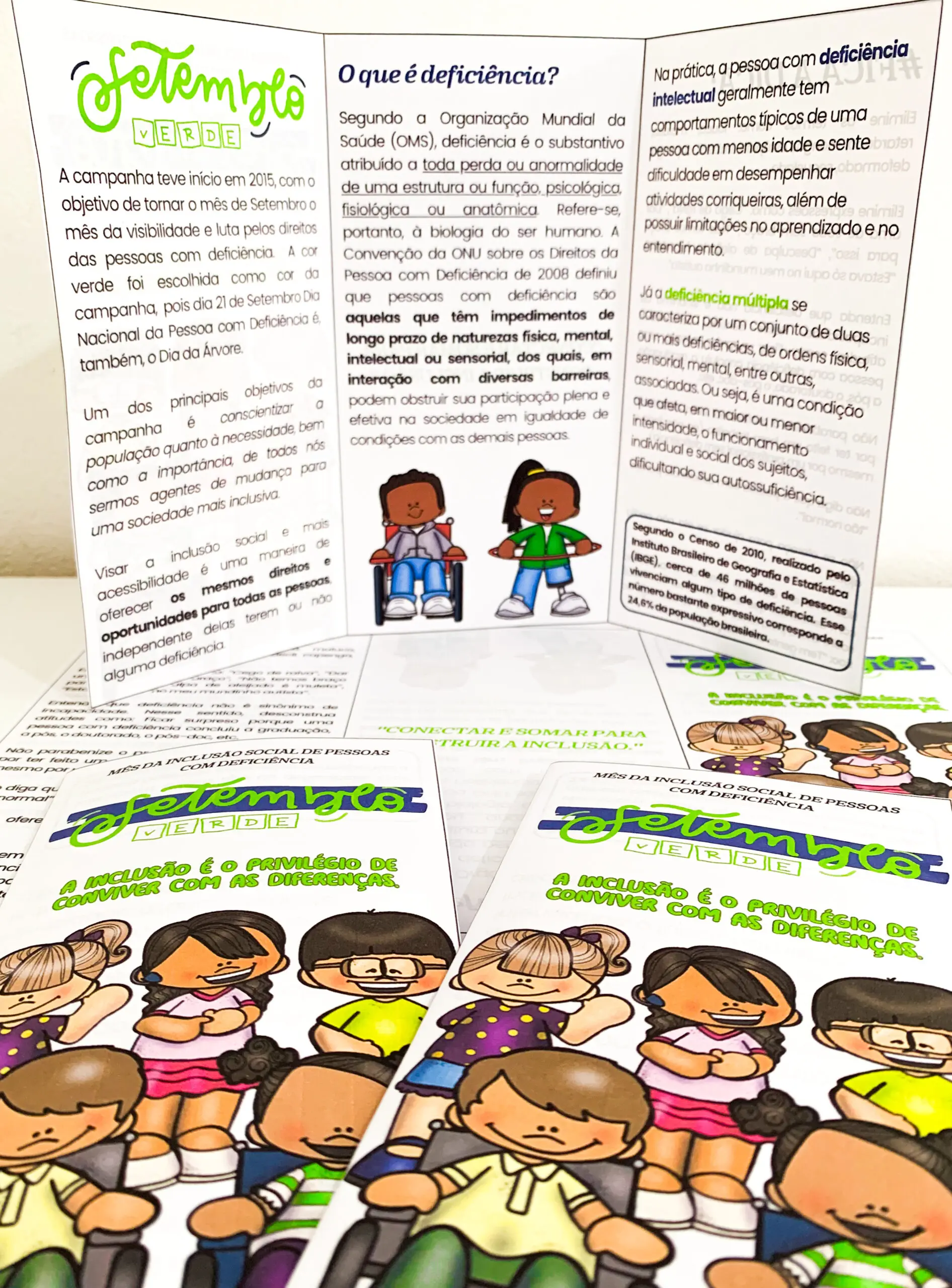 Folder Setembro Verde - Mês da Inclusão das Pessoas com Deficiência — amostra 4: Folder de conscientização do Setembro…