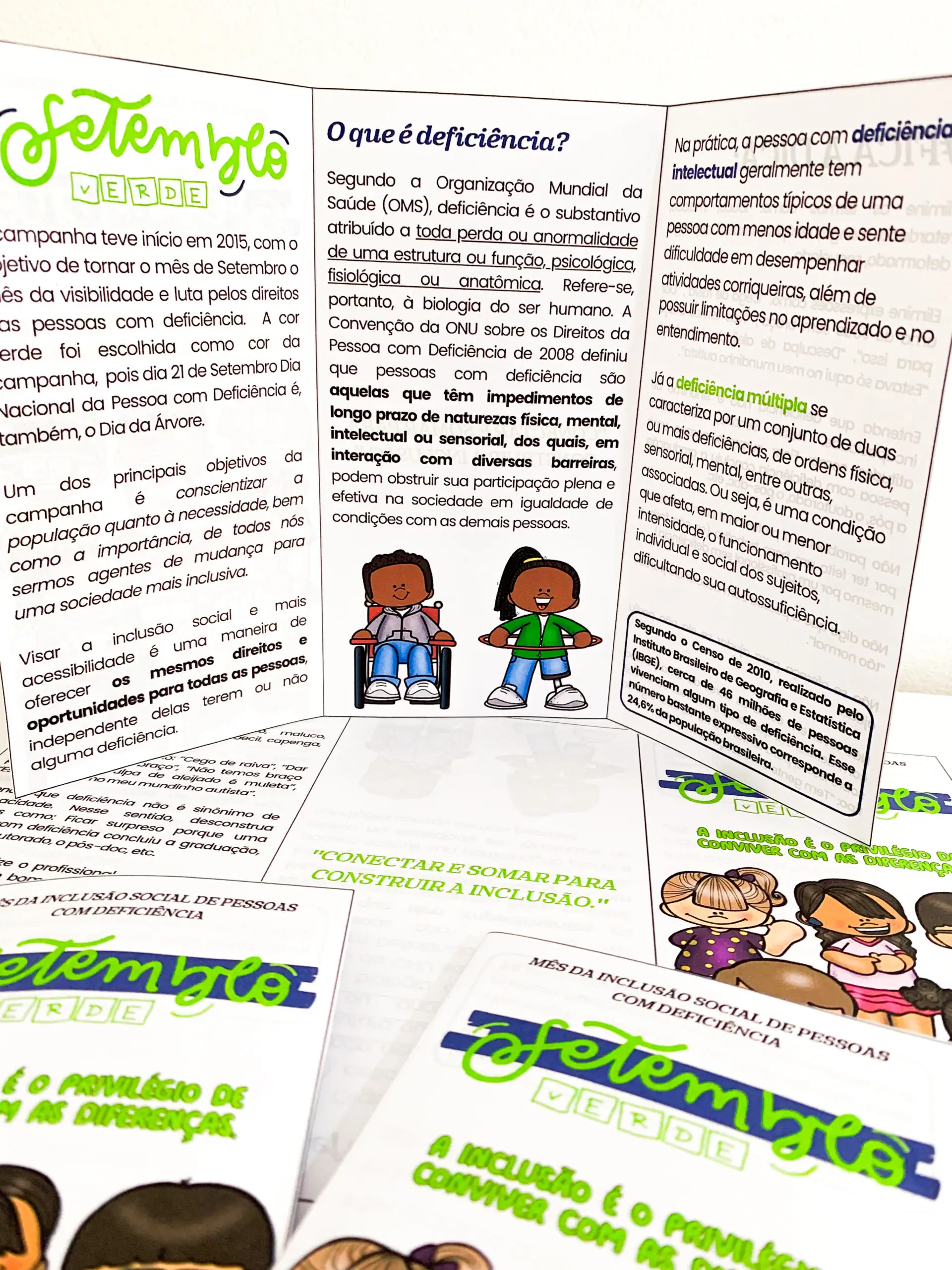 Folder Setembro Verde - Mês da Inclusão das Pessoas com Deficiência — amostra 5: Folder de conscientização do Setembro…