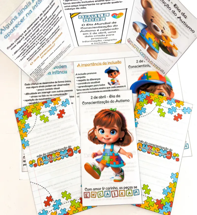 Folder sobre autismo: 3 modelos em PDF para conscientização — amostra 2: O que você encontra no material
