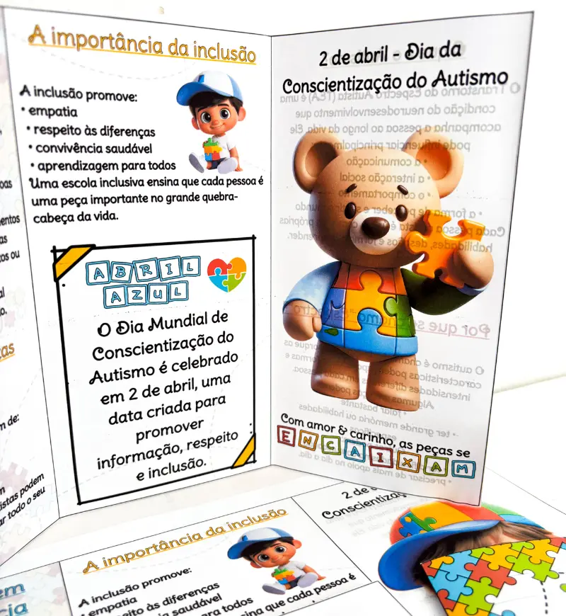 Folder sobre autismo: 3 modelos em PDF para conscientização — Jogos pedagógicos para Educação Infantil: Apoie o diálogo…