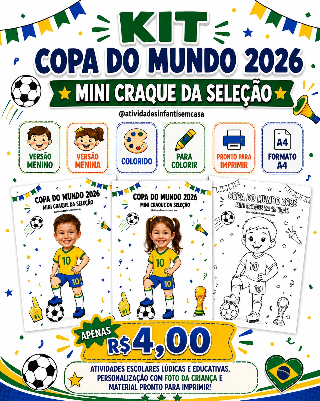 Folhinha Craque da Copa – PDF para Imprimir | Educação Infantil — capa do material