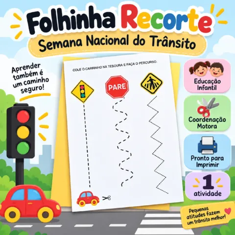 Folhinha Recorte – Semana Nacional do Trânsito | Coordenação Motora — capa do material