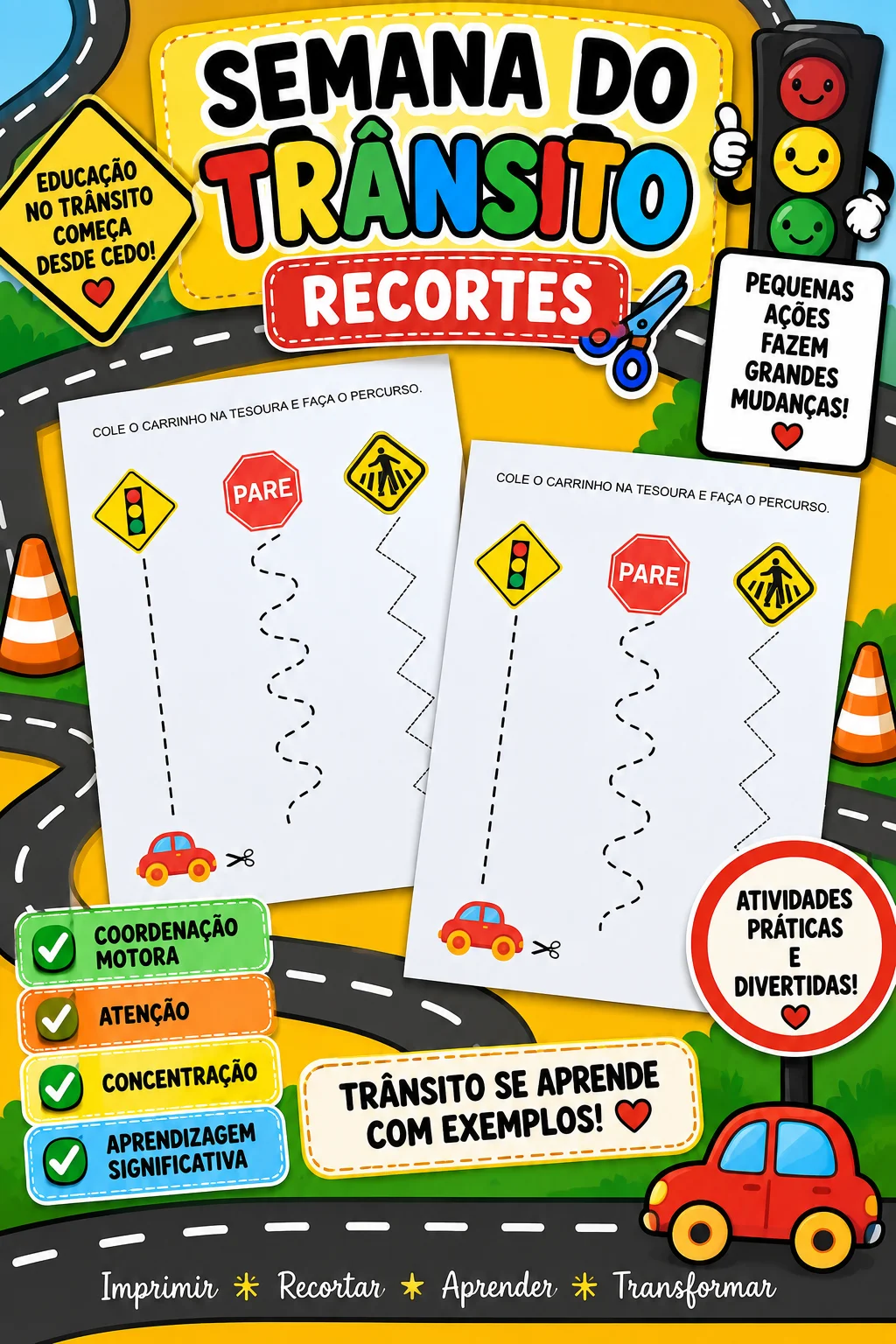 FOLHINHA SEMANA DO TRANSITO RECORTE - ANOS INICIAIS — amostra 2: Uma proposta lúdica, divertida e cheia de aprendizagem…