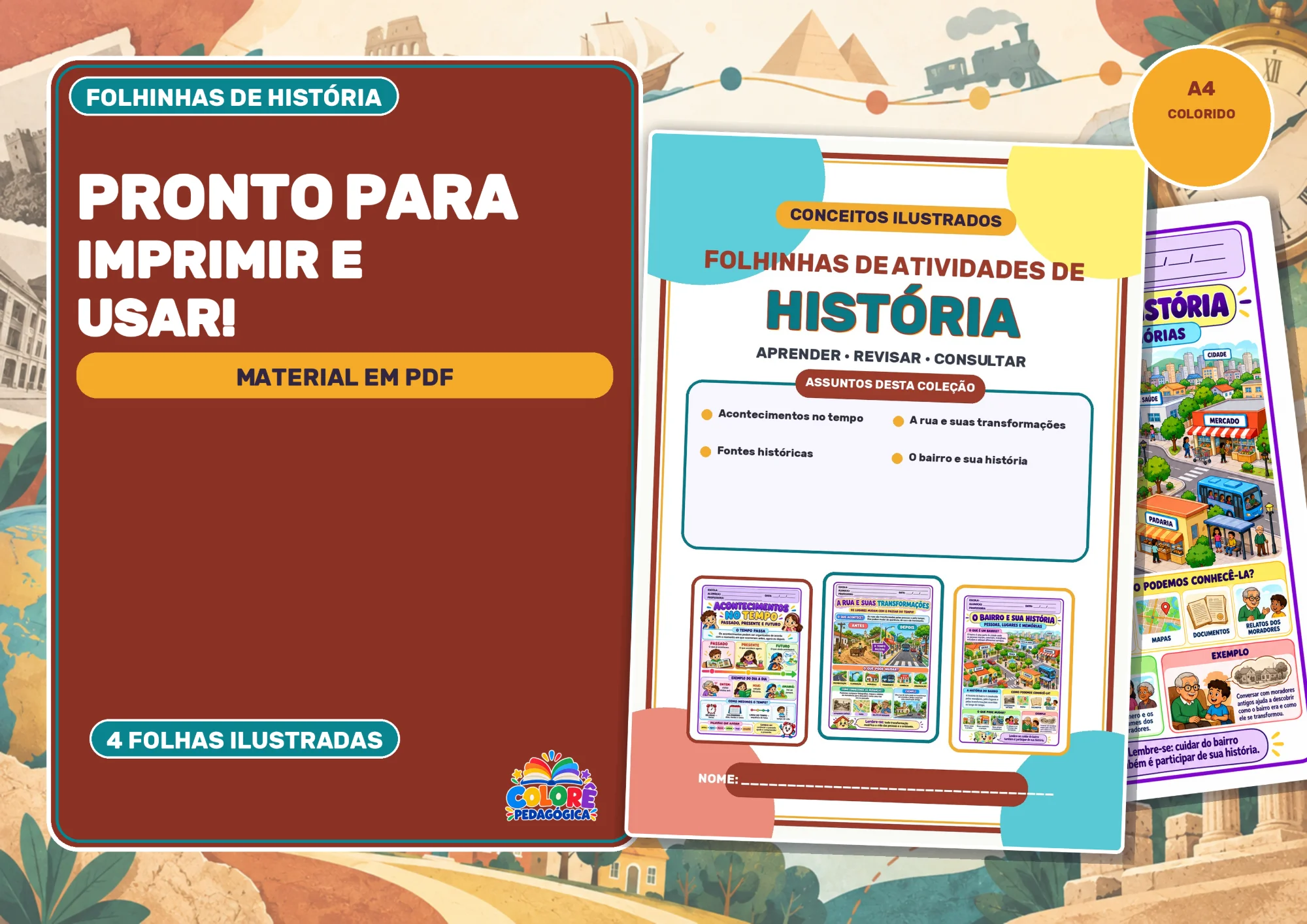 Folhinhas de Conceitos de História Ilustradas — amostra 1: Garanta este material e proporcione uma aprendizagem de História…