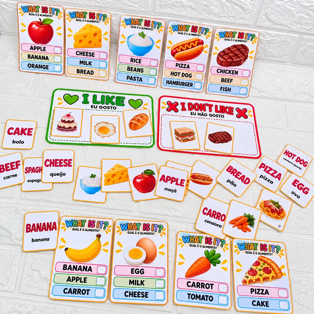 FOOD IN ENGLISH — ATIVIDADE EDUCATIVA 3 EM 1 — amostra 1: Aprenda alimentos em inglês de forma divertida e interativa