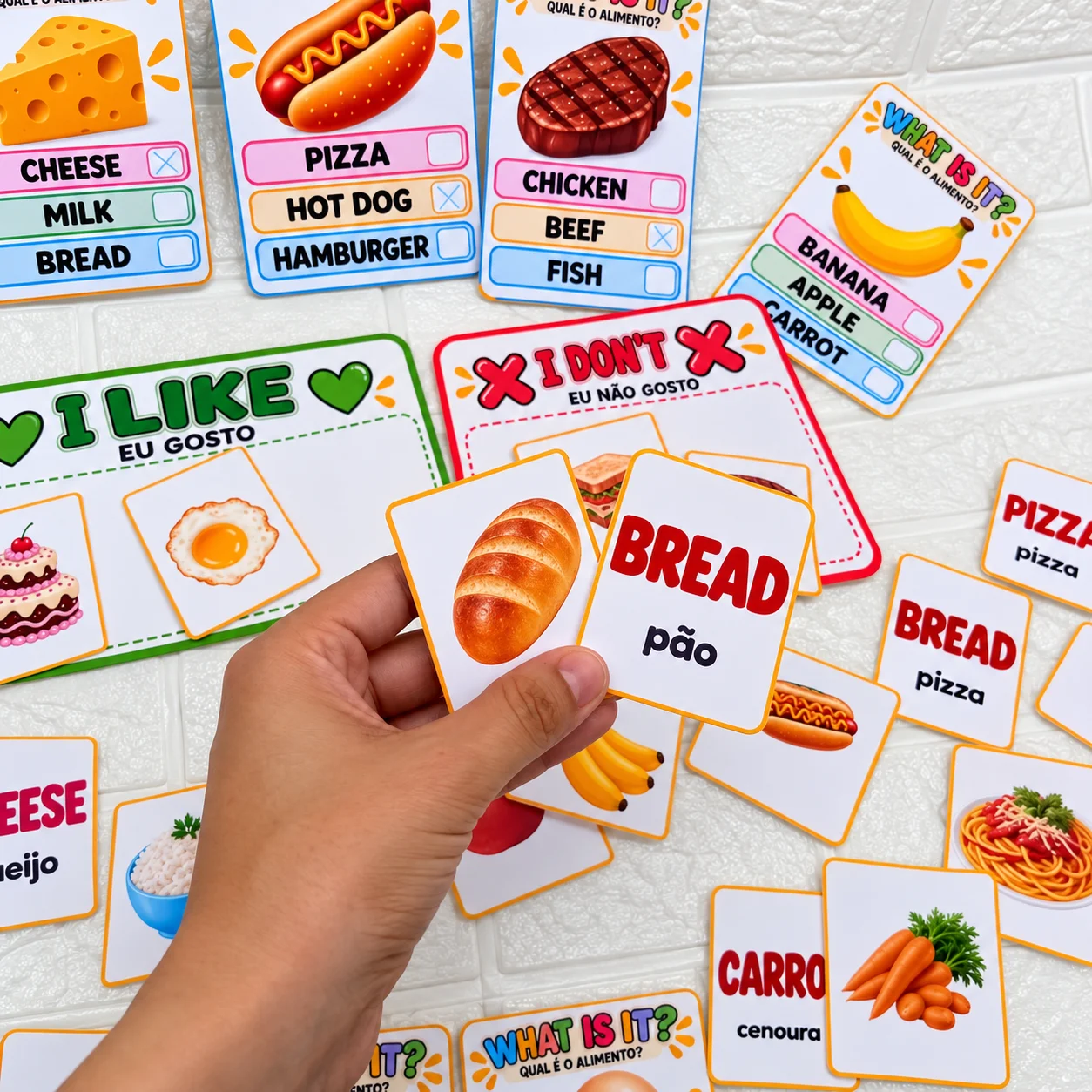 FOOD IN ENGLISH — ATIVIDADE EDUCATIVA 3 EM 1 — amostra 4: Aprenda alimentos em inglês de forma divertida e interativa