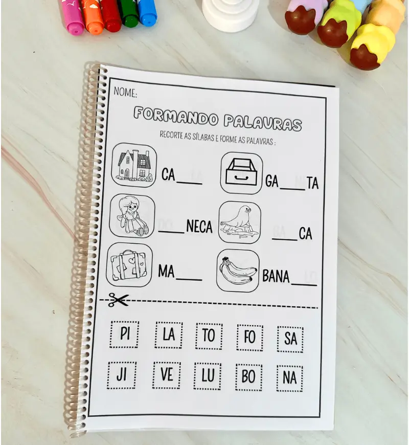 Formando Palavras: atividades com sílabas simples em PDF — amostra 2: O que vem no material