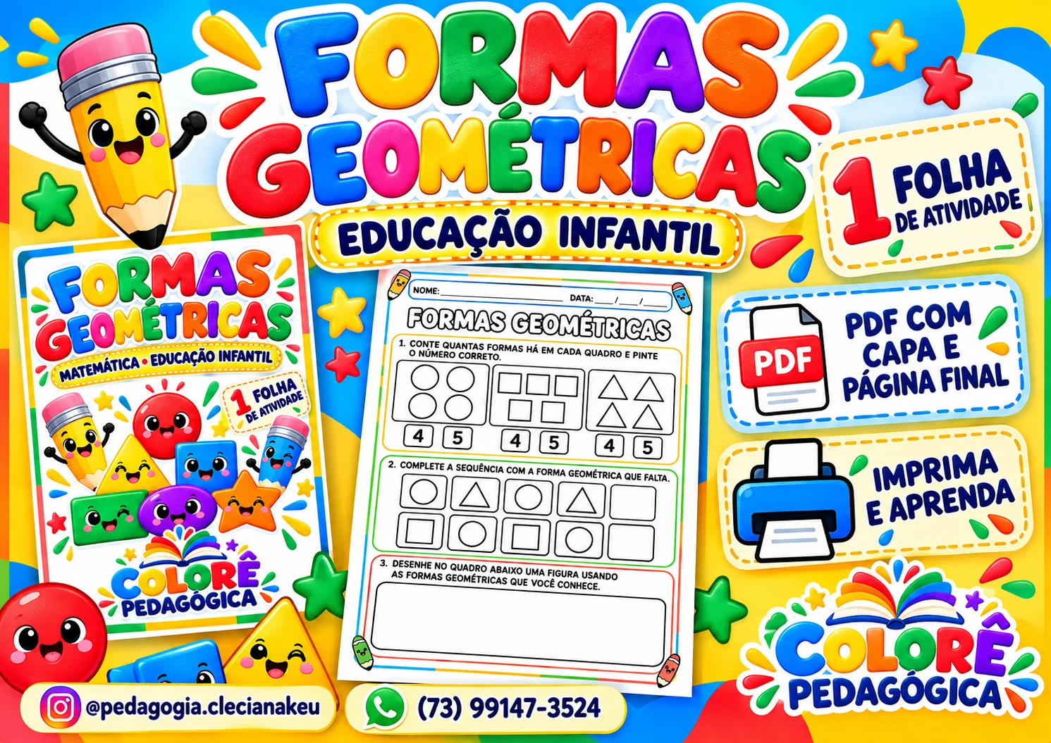 Formas Geométricas — Atividade de Matemática para Educação Infantil — Matemática para Educação Infantil: Uma atividade com…