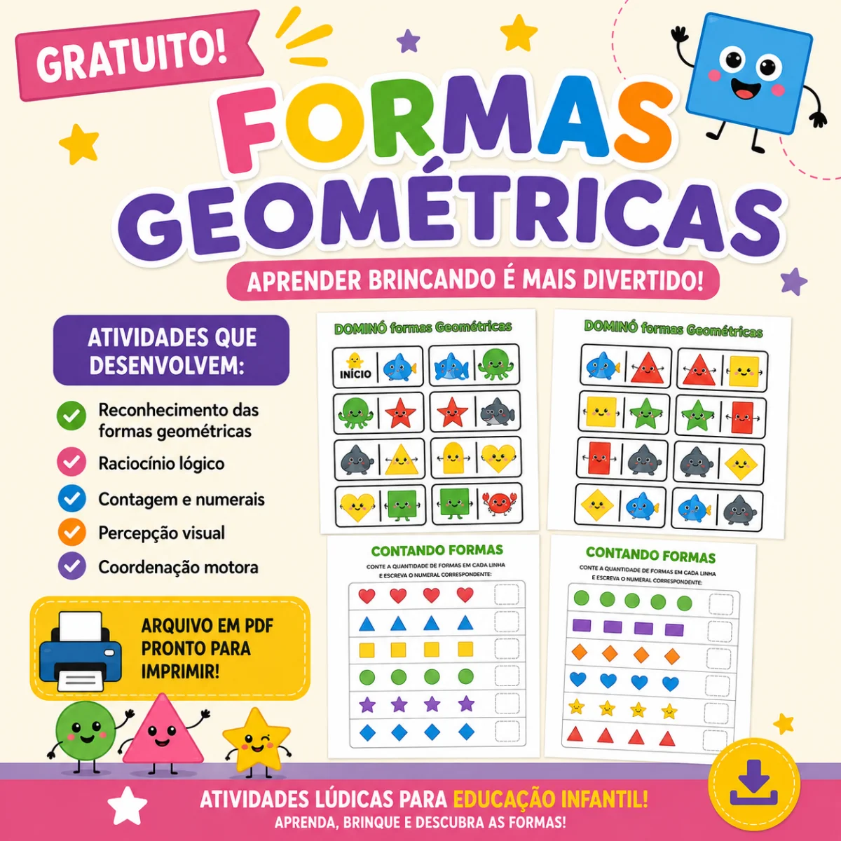 Formas Geométricas – Atividades Lúdicas para Educação Infantil — capa do material