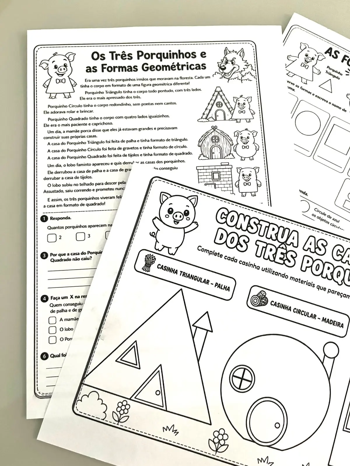 Formas geométricas e os três porquinhos – Material Pedagógico — amostra 1: FORMAS GEOMÉTRICAS E OS TRÊS PORQUINHOS