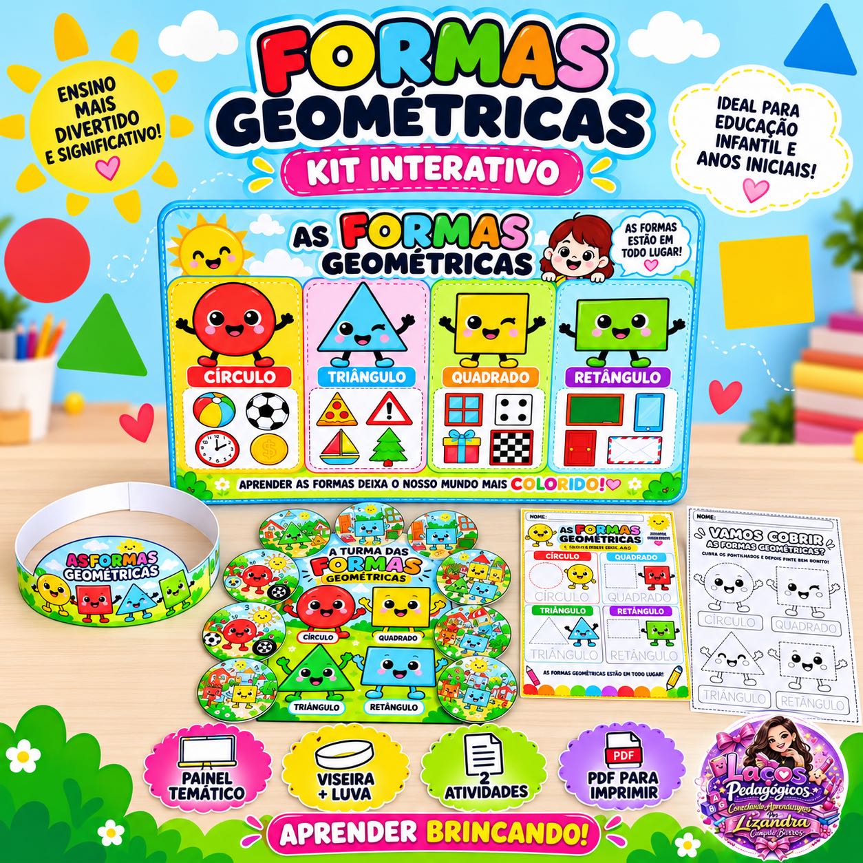 Formas Geométricas: Kit Interativo para Anos Iniciais — Alfabetização para Educação Infantil: Descubra as formas…