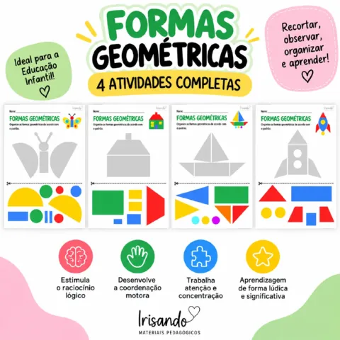Formas Geométricas – Recorte e Montagem - EDUCAÇÂO INFANTIL — amostra 2: Atividade de formas geométricas com recorte,…