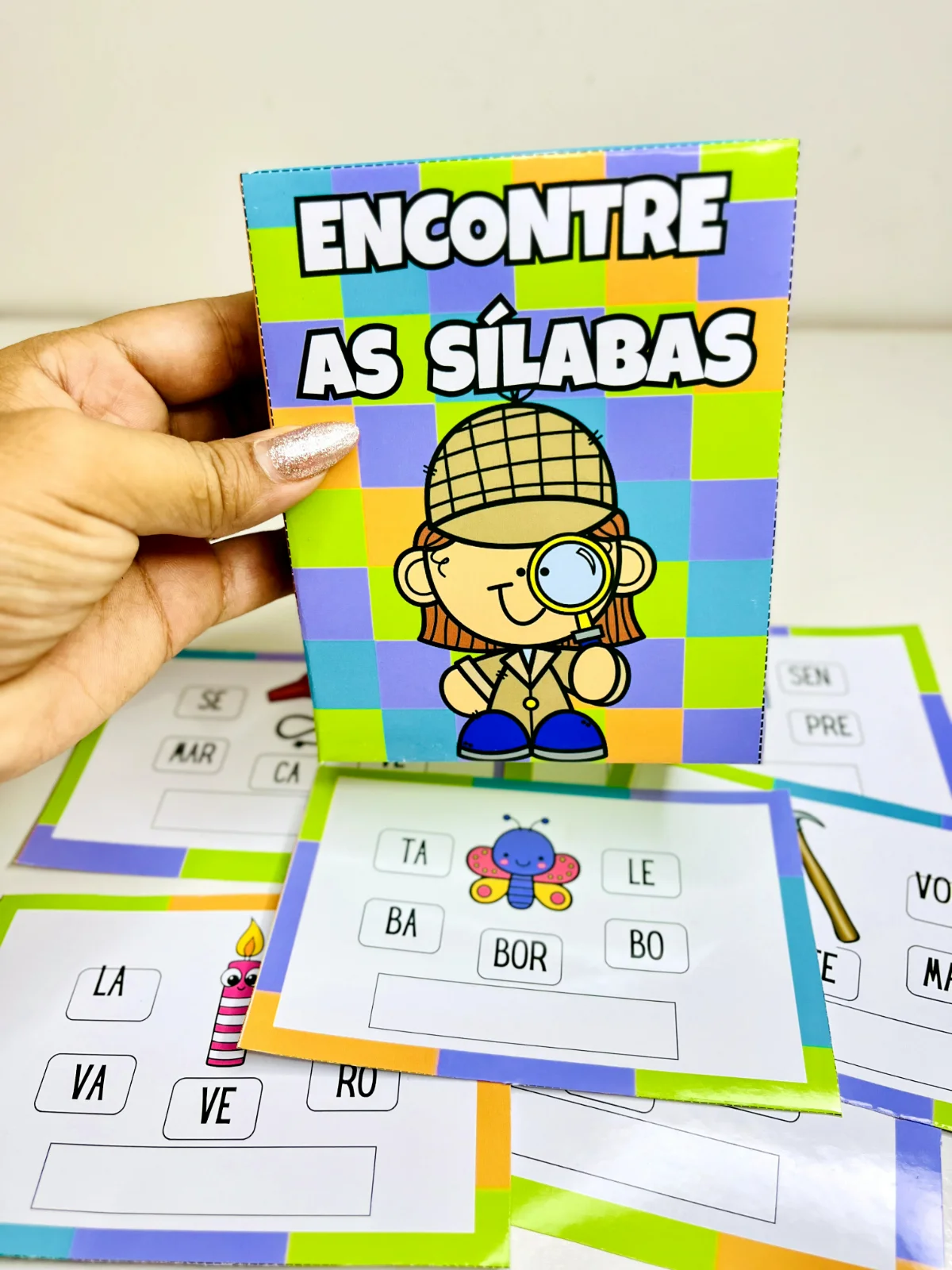 Forme a Palavra com Sílabas: Jogo Interativo em PDF — amostra 1: Cartelas em que o aluno escolhe as sílabas certas para…
