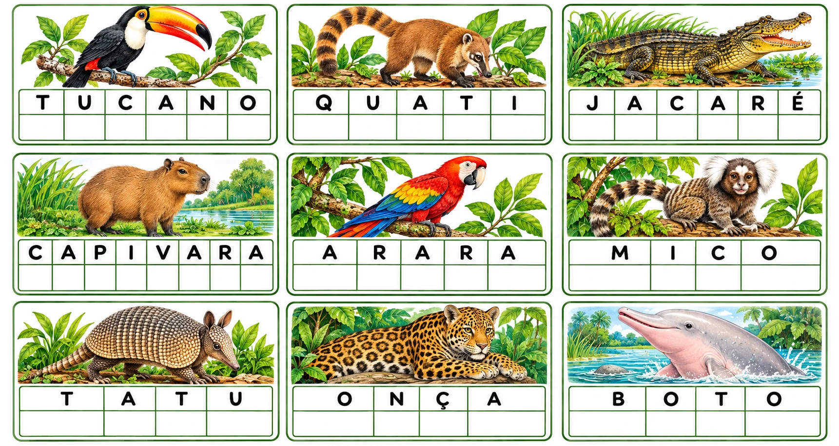 Forme palavras - Animais brasileiros/imagens em aquarela — capa do material