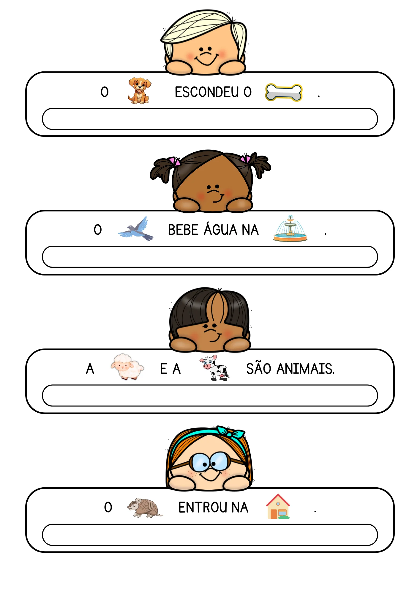 FRASES COM ENIGMAS — LEITURA LÚDICA E DIVERTIDA! — amostra 1: Com a atividade Frases com Enigmas , as crianças observam as…