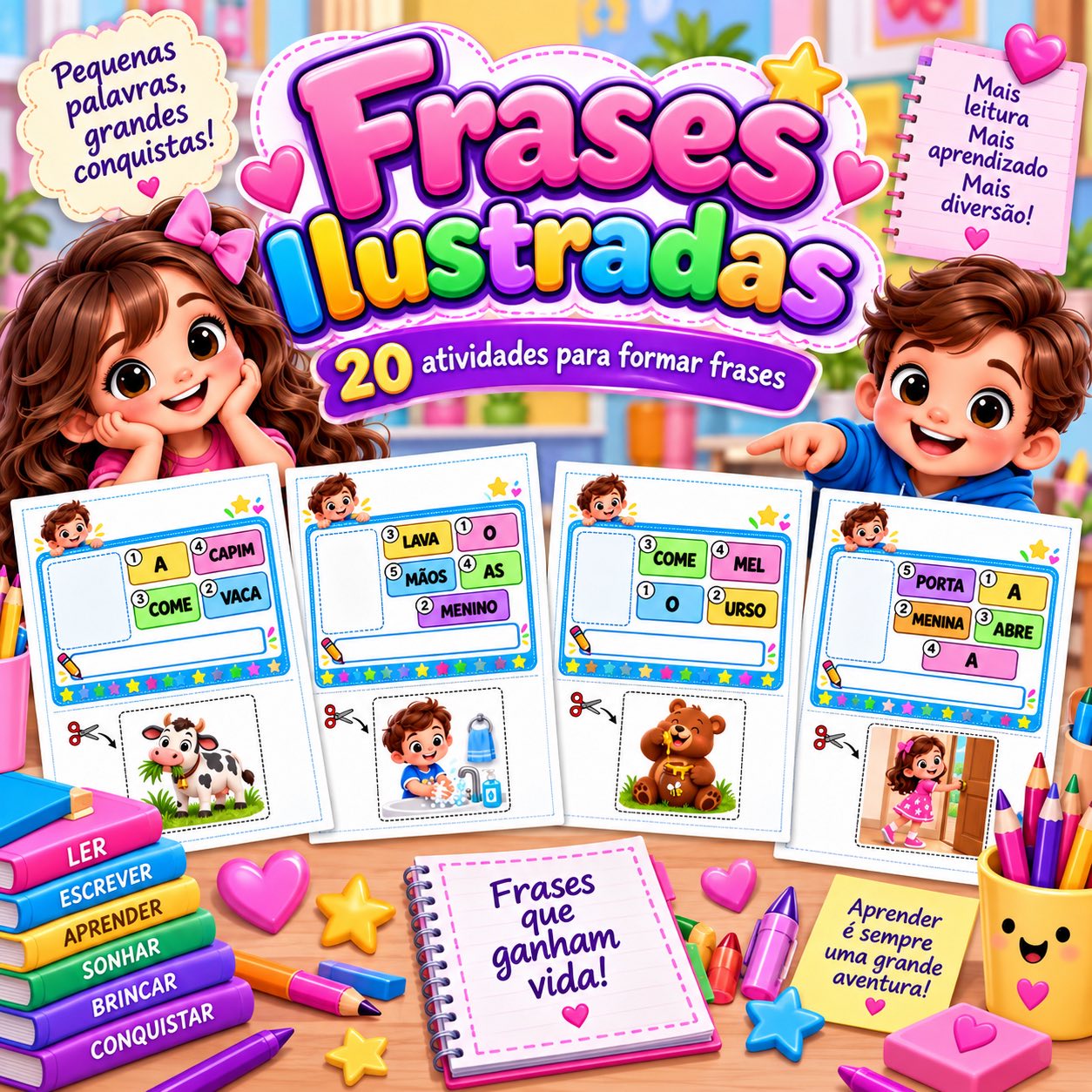 Frases Ilustradas – Alfabetização e Escrita — capa do material