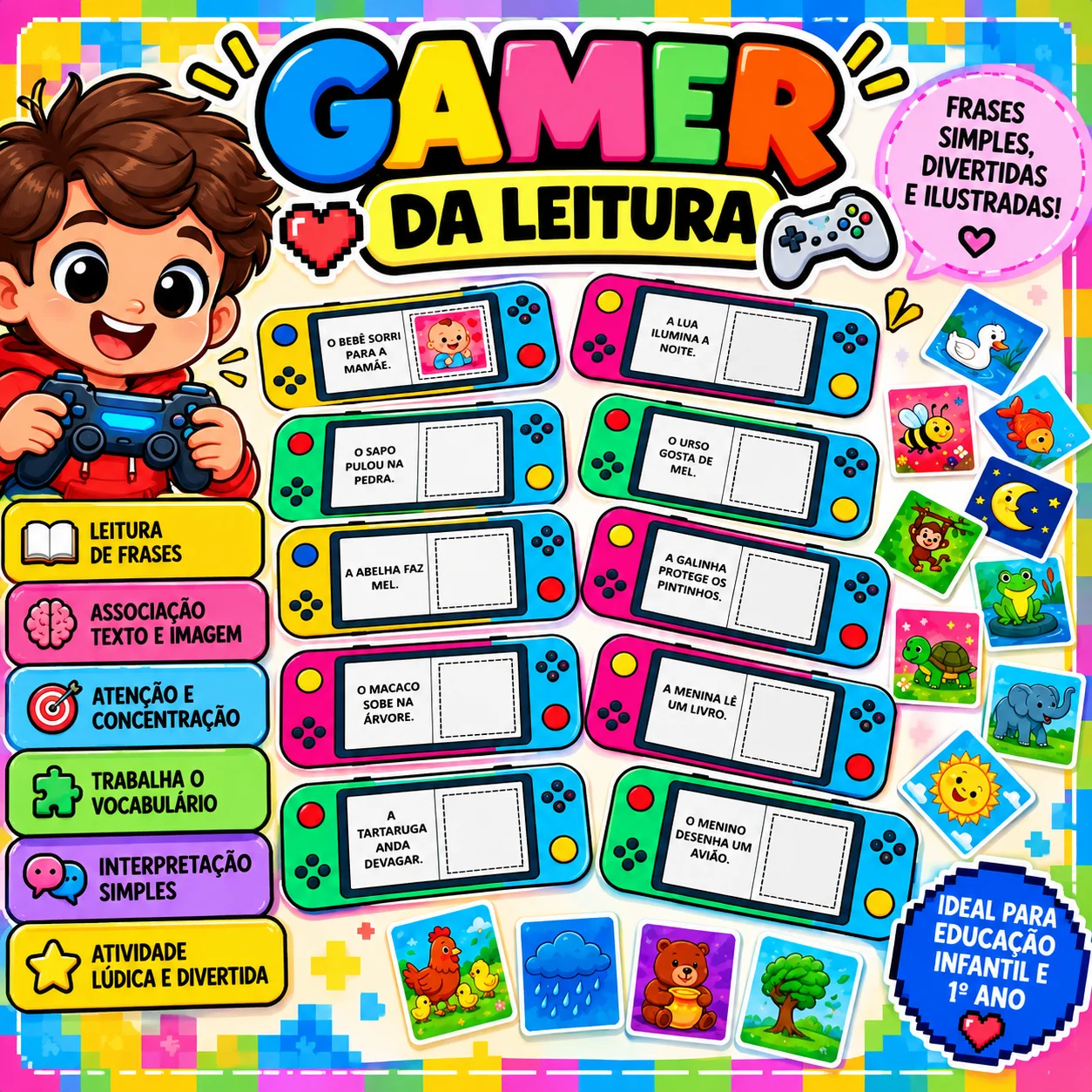 Gamer da Leitura – Atividade de Alfabetização Lúdica — capa do material