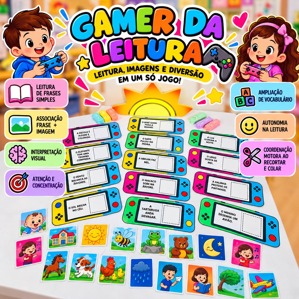 Gamer da Leitura – Jogo de Leitura de Frases e Associação de Imagens — Alfabetização para Educação Infantil: Um recurso…