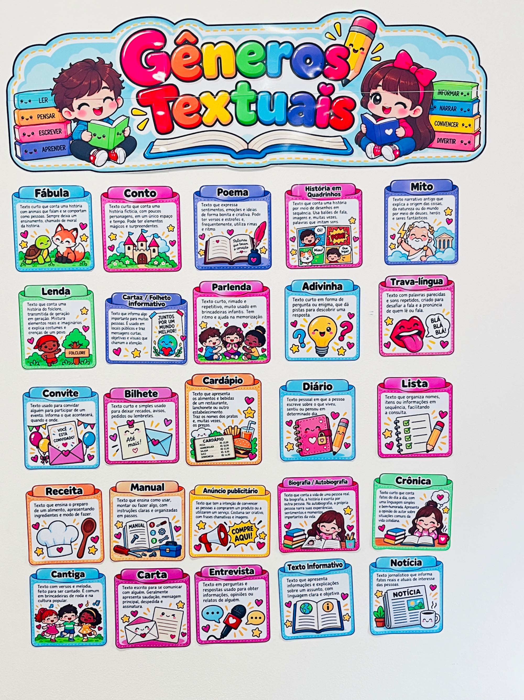 Gêneros Textuais – 25 Cards Informativos para Ensino Fundamental — amostra 2: Os cards trazem explicações objetivas e…