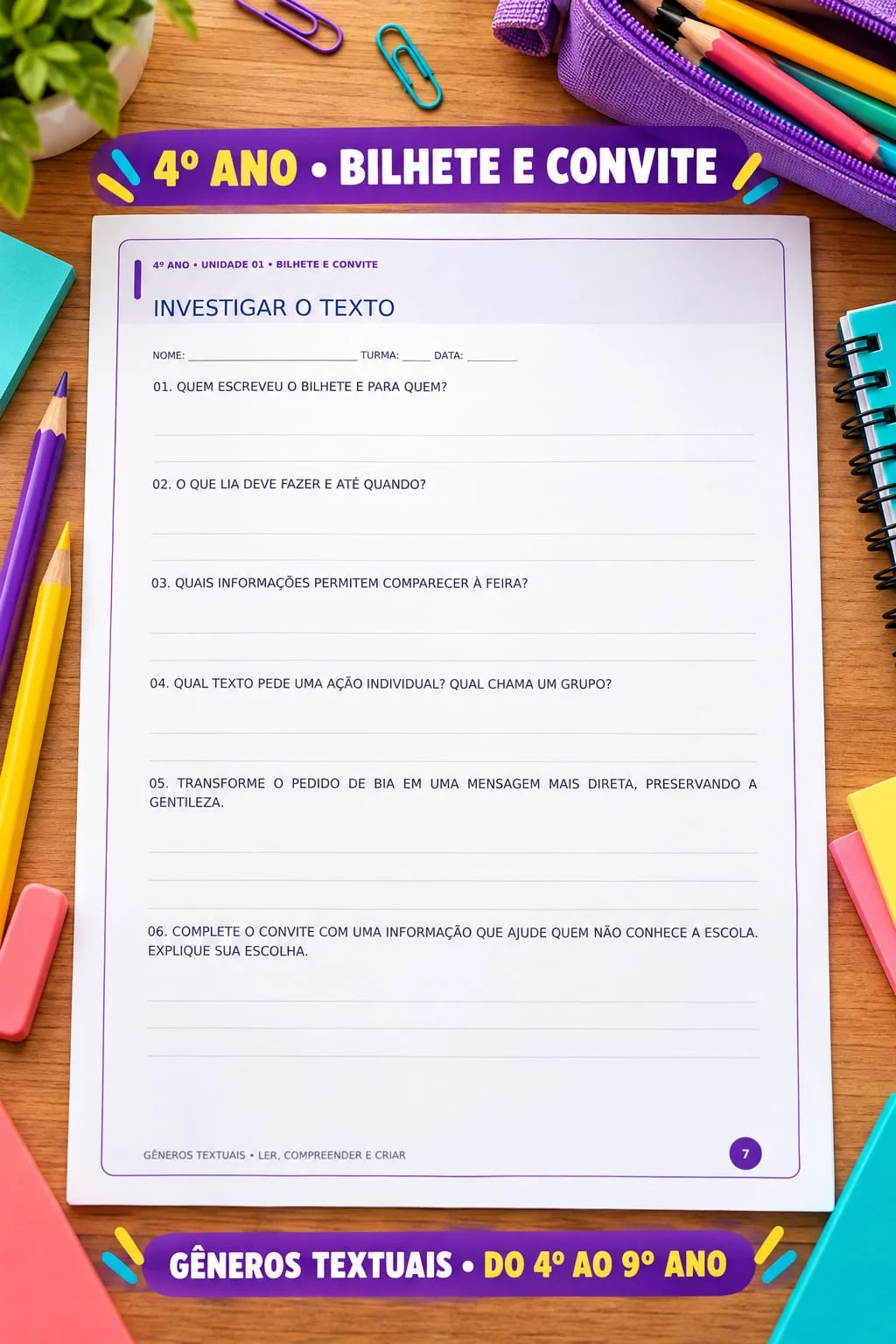 Gêneros Textuais – 4º ao 9º Ano | 121 Páginas PDF — amostra 4: Apostila de Gêneros Textuais do 4º ao 9º ano com 121…