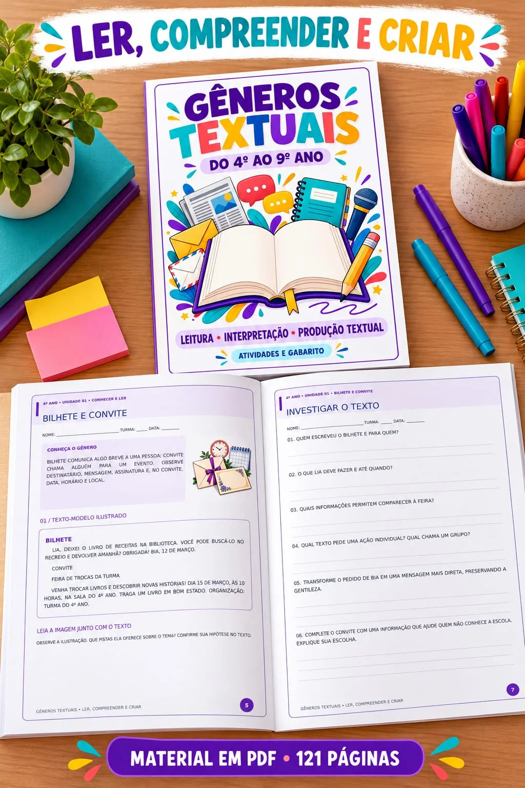 Gêneros Textuais – 4º ao 9º Ano | 121 Páginas PDF — amostra 6: Apostila de Gêneros Textuais do 4º ao 9º ano com 121…