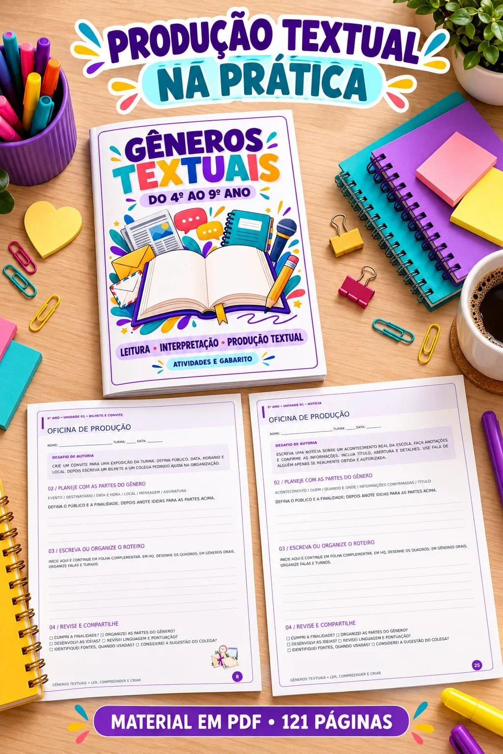 Gêneros Textuais – 4º ao 9º Ano | 121 Páginas PDF — amostra 7: Apostila de Gêneros Textuais do 4º ao 9º ano com 121…