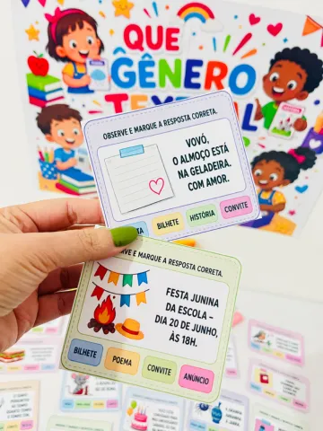 Gêneros textuais - ENSINO FUNDAMENTAL -Cards ilustrados — amostra 3: Um recurso pedagógico colorido, interativo e super… Gêneros textuais - ENSINO FUNDAMENTAL -Cards ilustrados — amostra 3: Um recurso pedagógico colorido, interativo e super…
